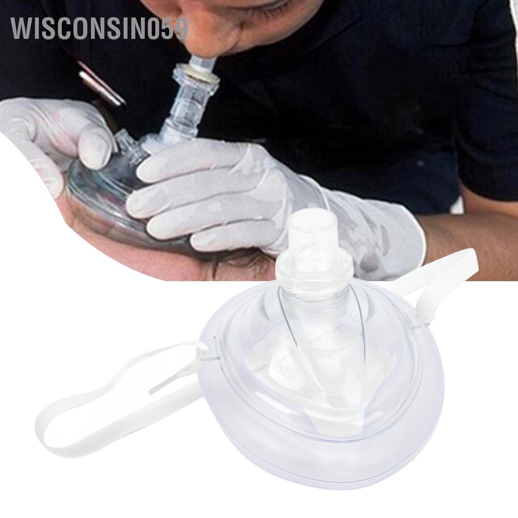[Hàng Sẵn]  Máy hồi sức CPR Clear PVC Latex cấp cứu miễn phí Tấm chắn mặt thở để hô hấp nhân tạo 【Wisconsin059】