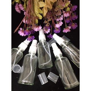 Combo 50 lọ đựng thủy tinh trắng trong dạng xịt nắp trắng 100ml