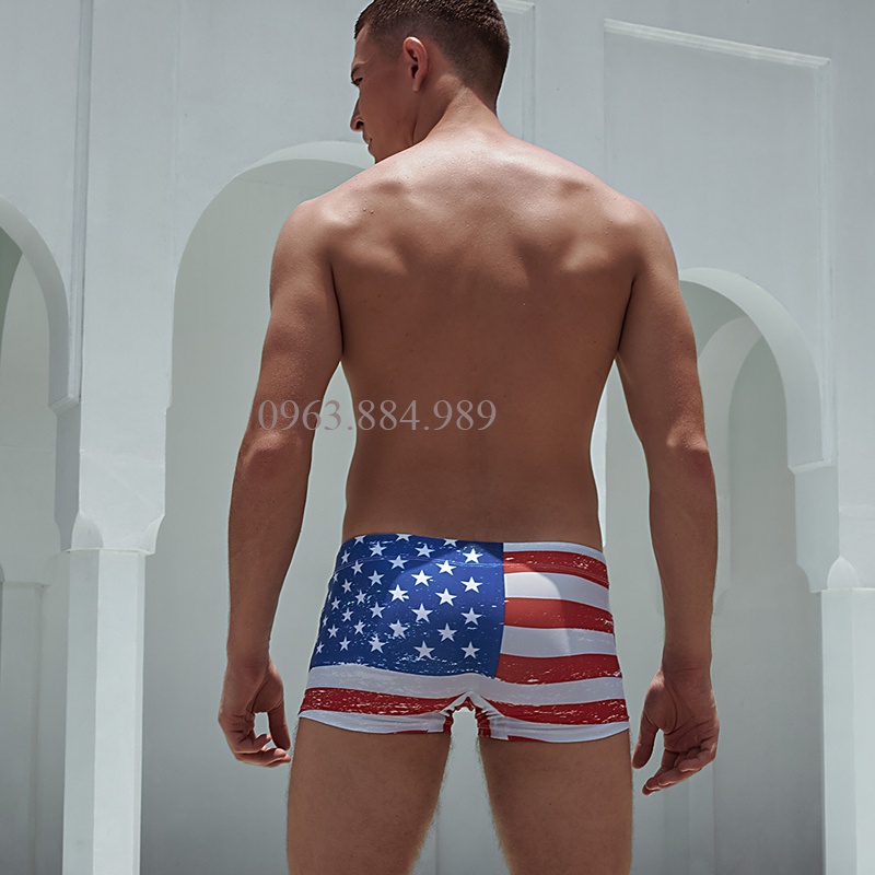 Quần bơi Booy.07 chất thun cao cấp hoạ tiết cờ mỹ trẻ trung, năng động cho anh em- ẢNh, video shop làm