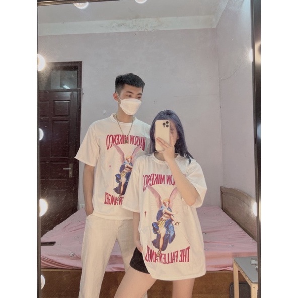. Áo thun Unisex nam nữ MIKENCO Thiên thần Fallen Angel form rộng đẹp tay lỡ kiểu hàn quốc vải cotton HARI in hoạ tiết "