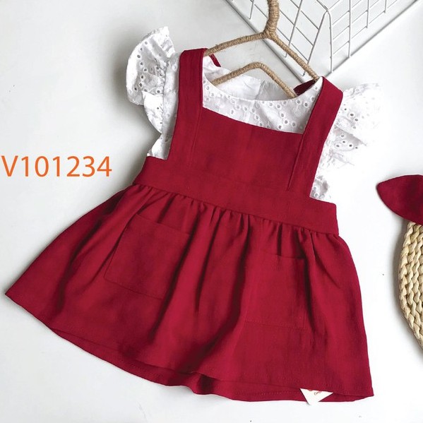 Set đồ cho bé -Váy yếm đỏ và áo cánh tiên cộc tay dễ thương cho bé của COCANDY mã AB102100, YV101234