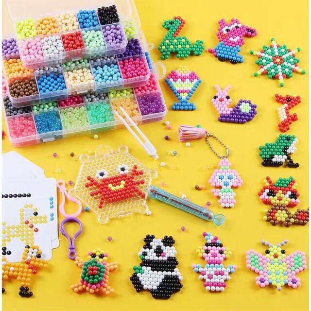 FOLLOW TẶNG 3KHÀNG CÓ SẴN Bộ đồ chơi xếp hình hạt nhựa màu nước sáng tạo aquabeads Nhật Bản 10 15 24 màu CHỌN MẪUVO