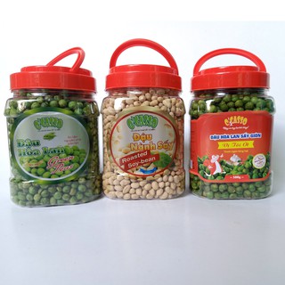Combo 3 hộp đậu hòa lan sấy giòn vị tỏi ớt + vị muối + đậu nành sấy giòn loại đặc biệt o'casso