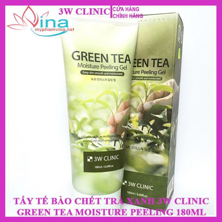 TẨY TẾ BÀO CHẾT TRÀ XANH 3W CLINIC GREEN TEA MOISTURE PEELING 180ML