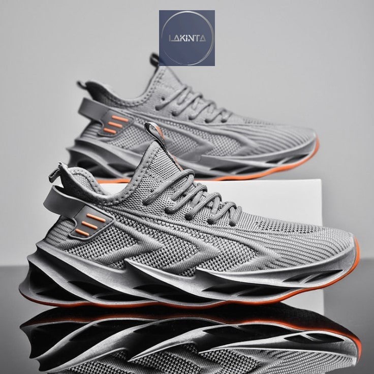 Giày Thể Thao Nam Tập Gym Chạy Bộ Thể Dục Lakinta giày sneaker nam hàn quốc cổ thấp 2 màu xám GOW