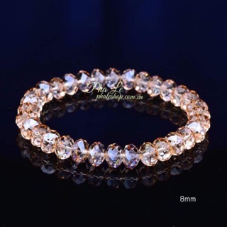 Vòng Tay Pha Lê Tròn Dẹp Màu Trà 08mm Được Thiết Kế Từ Pha Lê Swarovski