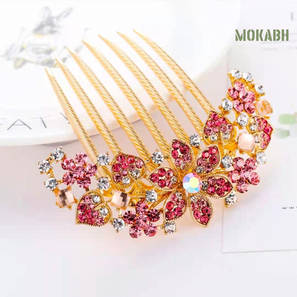 Lược Cài Tóc 7 Răng Đính Đá Nhiều Màu Sắc Chống Trượt Phong Cách Hàn Quốc