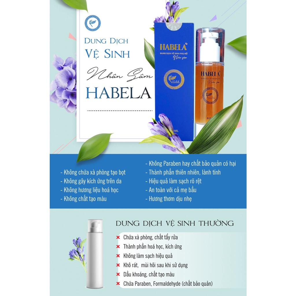 Dung dịch vệ sinh phụ nữ  HABELA chiết xuất Nhân Sâm Làm Hồng Se Khít