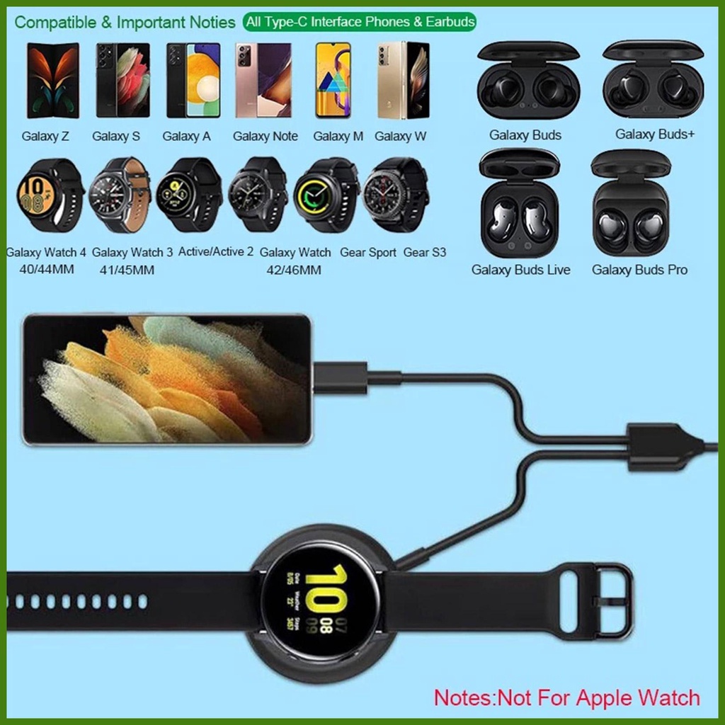 Đế Sạc Từ Tính Không Dây 2 Trong 1 Cho Đồng Hồ Thông Minh Samsung Galaxy Watch 3/Active/Active 2