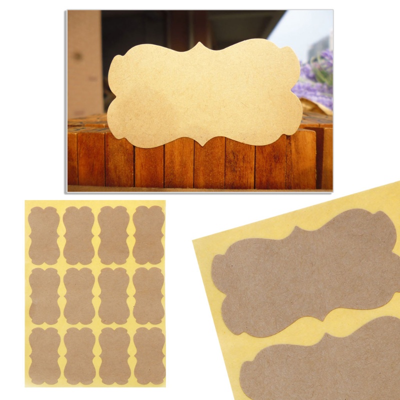 Set 120 Nhãn Dán Giấy Kraft Trang Trí Quà Tặng Phong Cách Vintage