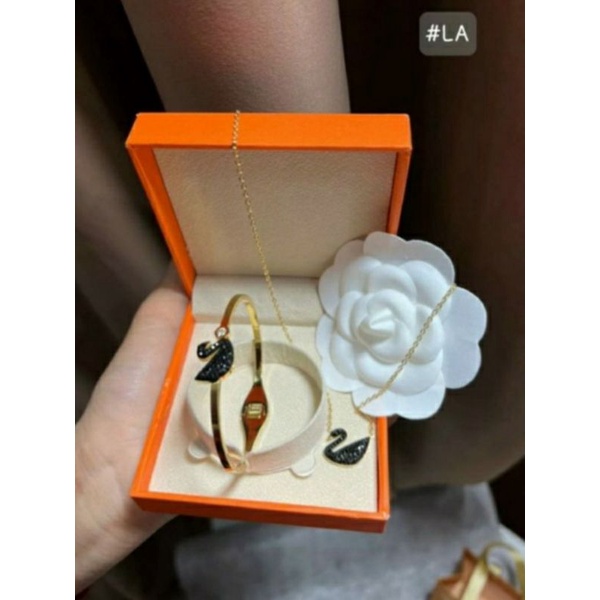 Set bộ Dây chuyền,Lắc tay, Khuyên tai ❤️THiÊN NGA ĐEN❤️Titan Cao cấp không hoen ,không gỉ -⚡Kèm Ảnh +Video thật⚡