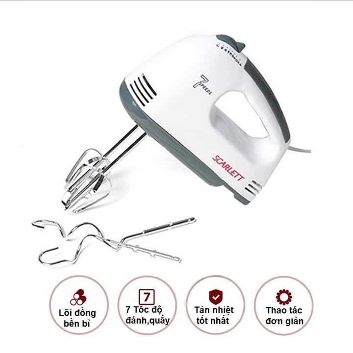 Máy đánh trứng cầm tay mini, máy đánh kem bơ 7 tốc độ tiện lợi