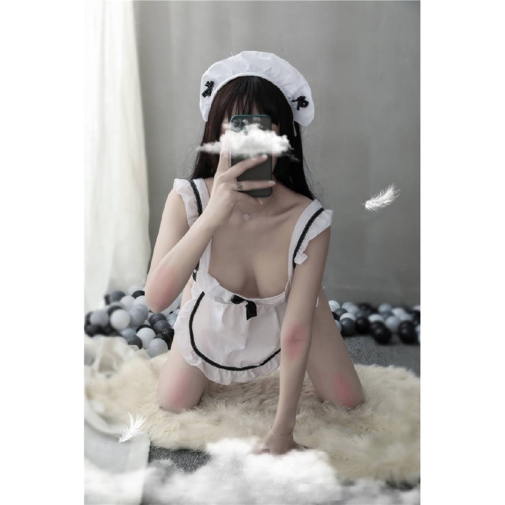 Đồ ngủ sexy váy ngủ gợi cảm nàng hầu gái tạp dề hở lưng quyến rũ 006
