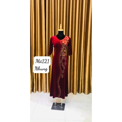 ĐẦM DẠ HỘI TRUNG NIÊN VẢI NHUNG CAO CẤP M121