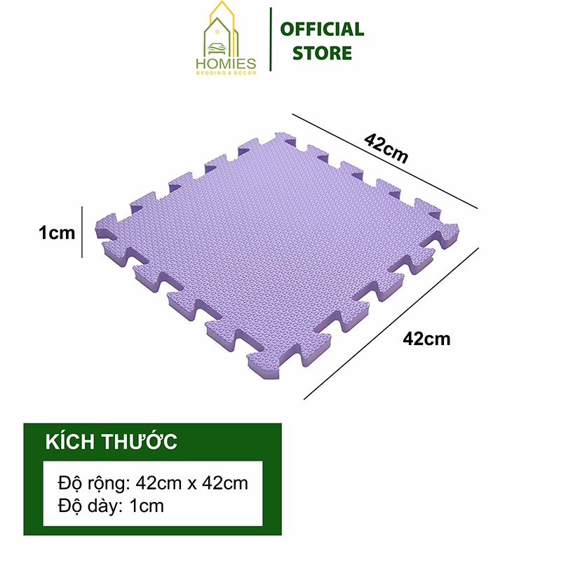 Thảm Xốp Ghép Trải Sàn HOMIES Đơn Sắc Lót Sàn Nhà Êm Ái - Kích Thước 42cm x 42 cm ( 1 Tấm )