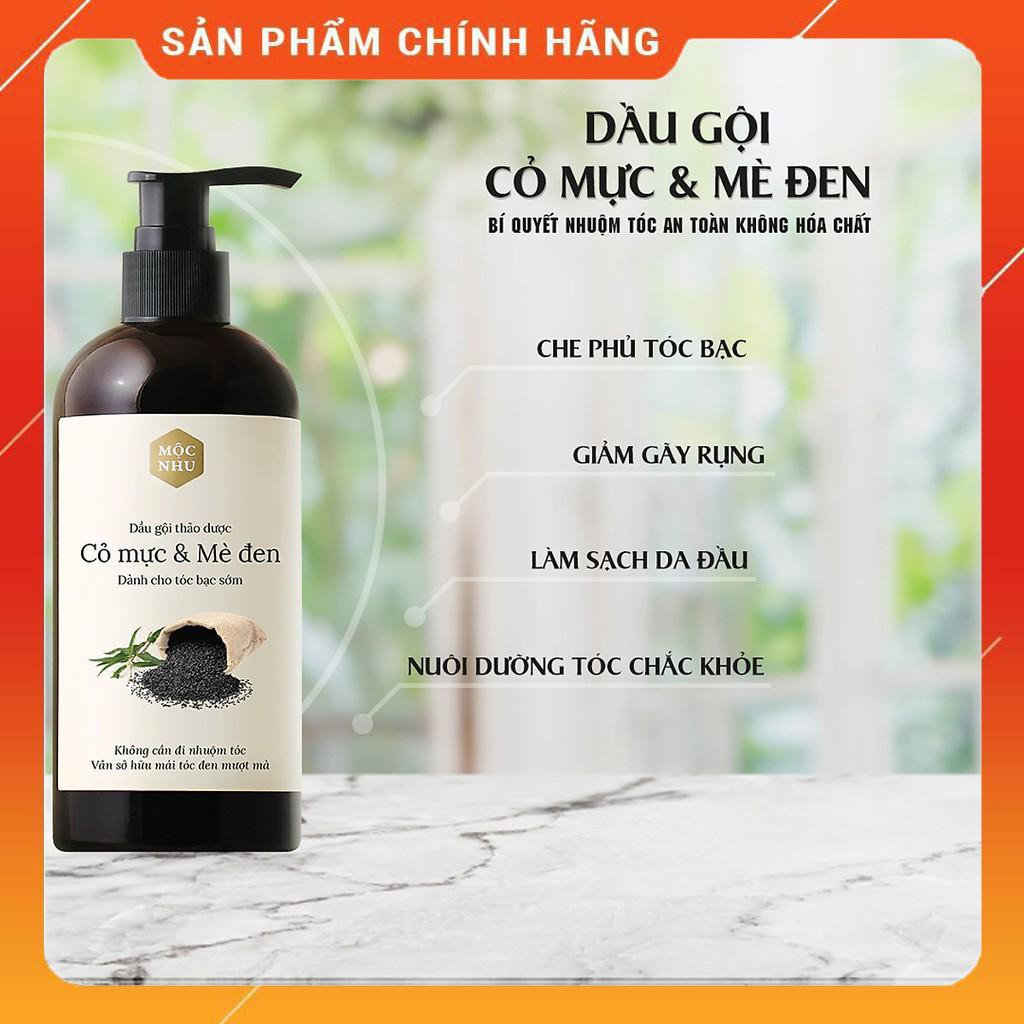 Dầu gội Cỏ Mực Mè Đen ⚡️𝐅𝐑𝐄𝐄 𝐒𝐇𝐈𝐏⚡️ Phủ đen Tóc Bạc Mộc Nhu 300ml