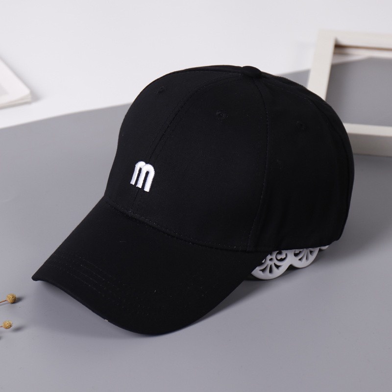 Nón kết thêu chữ M, Mũ lưỡi trai chất kaki form unisex nữ nam nhiều màu - LT10