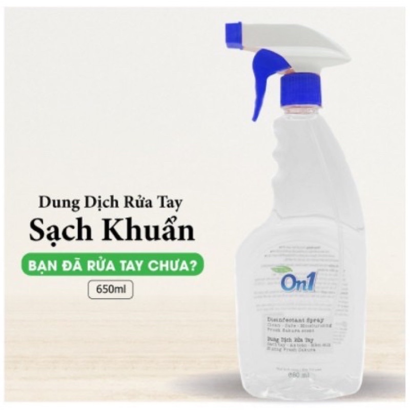 [[Giao Hoả Tốc] Thùng 18 chai Dung dịch xịt khuẩn rửa tay khô On1 650ml hương Fresh Sakura