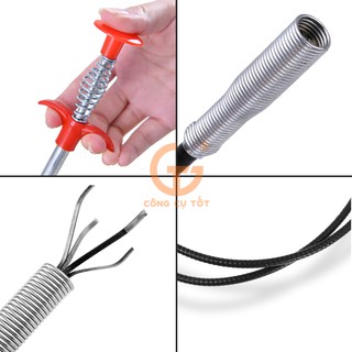Dây thông tắc cống lò xo có đầu kẹp gắp rác tiện dụng 60cm/90cm