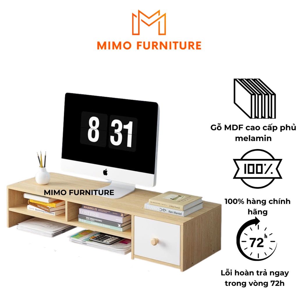 Kệ Để Máy Tính, Kệ Laptop Để Bàn Kèm Kệ Để Sách Có Ngăn Tủ Mã Mới