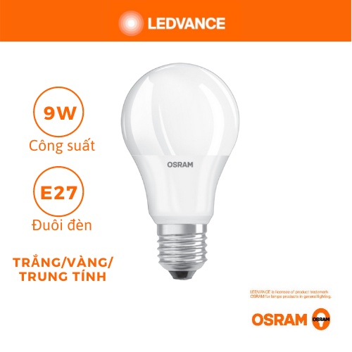 Bóng đèn tròn OSRAM LED ECO CLASSIC BULB / 9W đuôi E27  (176 - 240V) - HÀNG CHÍNH HÃNG