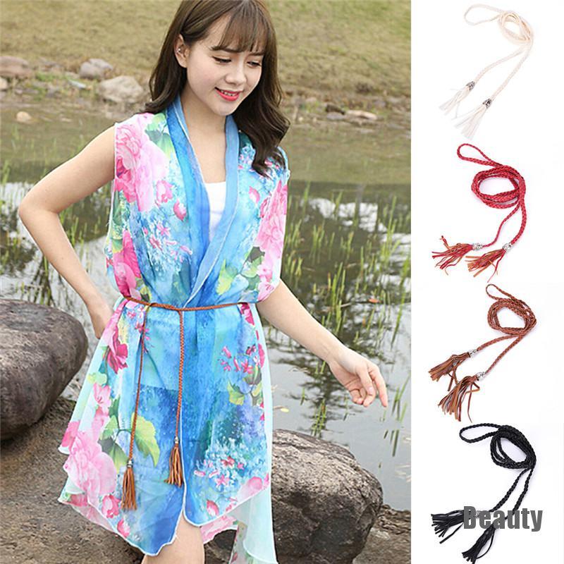 Thắt Lưng Dây Bện Phối Tua Rua Thời Trang Cho Nữ