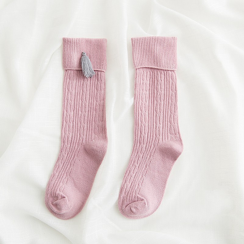 Tất đầu gối phối tua rua giữ ấm cho bé gái