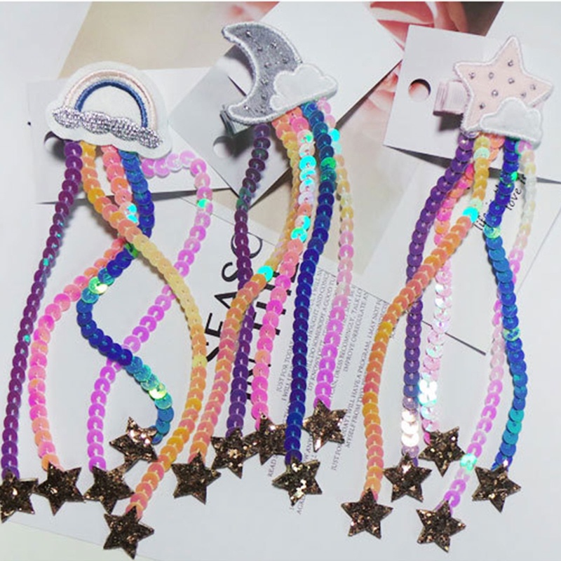 Kẹp Tóc Chống Trượt Đính Kim Sa Hình Sao Băng Dễ Thương Dành Cho Bé Gái