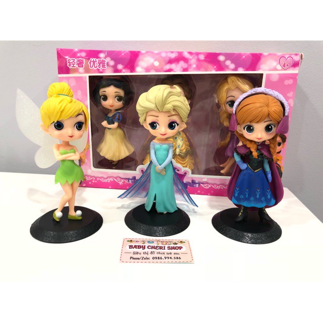 Bộ 3 búp bê mô hình công chúa Disney ELSA ANNA WINKLE BELL