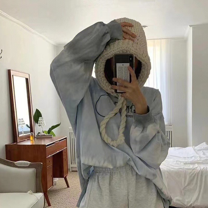Mũ Len Dệt Kim Dày Dặn Giữ Ấm Tai Phong Cách Cô Bé Quàng Khăn Đỏ Dễ Thương