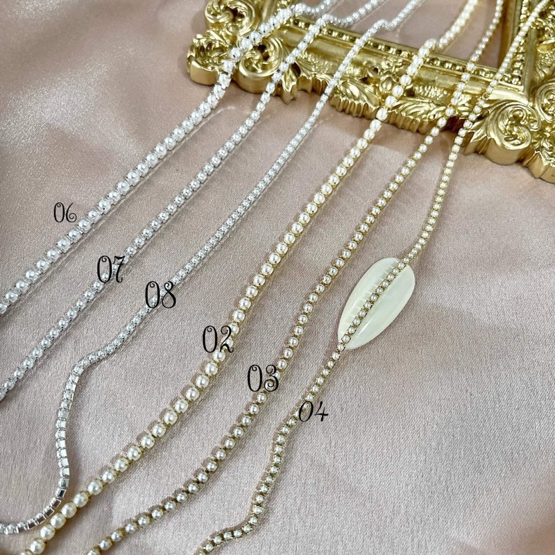 Charm xích hạt trai trang trí móng tay
