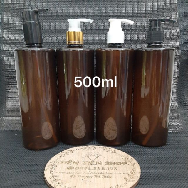 Chai nhựa nâu 500ml vòi ấn