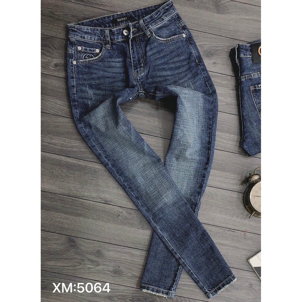 quần jean nam xanh trơn hiện đại ôm nhẹ v5064