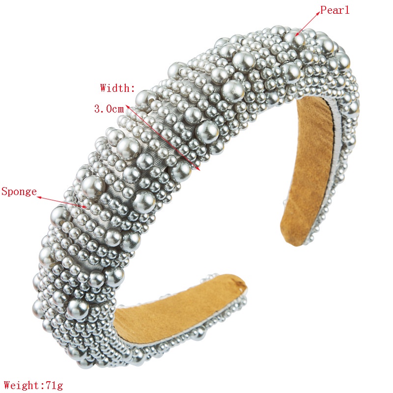 Băng Đô Cài Tóc Bản Rộng Đính Ngọc Trai Thời Trang Cho Nữ