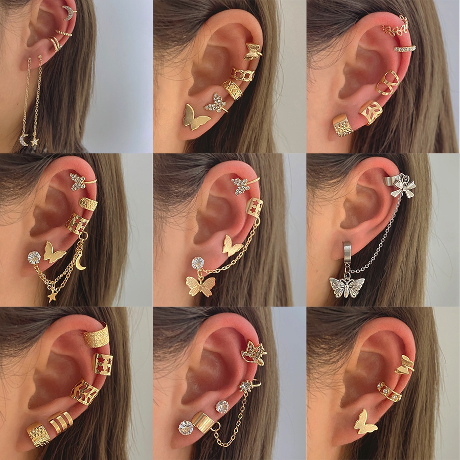 Set 5 khuyên tai đính đá thời trang cho nữ