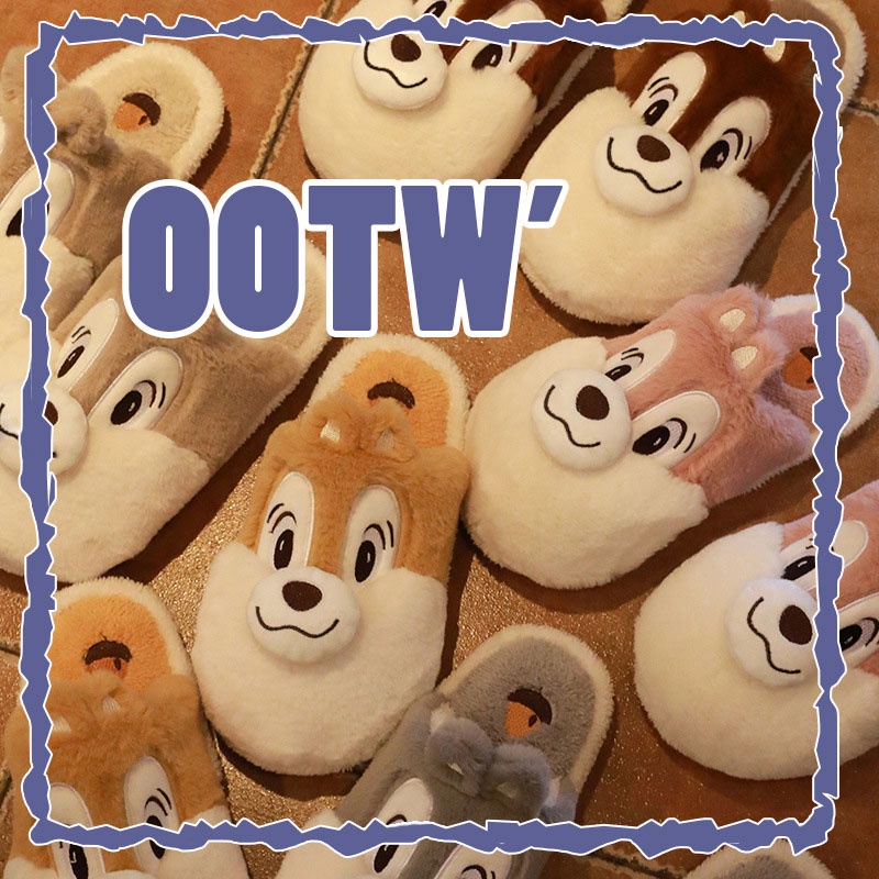 Dép cotton Đi Trong Nhà Đế Dày Giữ Ấm Mùa Thu Đông In Họa Tiết Hoạt Hình Cho Cặp Đôi