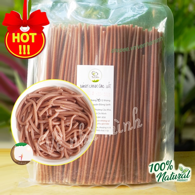 BÁNH CANH GẠO LỨT ĐỎ 500G sợi dai mềm tự nhiên, tốt cho sức khỏe ( dùng cho người lớn, trẻ nhỏ, ăn chay, dưỡng sinh )