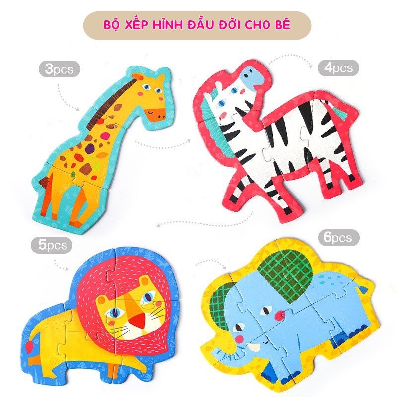 BỘ XẾP HÌNH ĐẦU ĐỜI CHO BÉ JOAN MIRO 2+, PUZZLE CHO BÉ, ĐỒ CHƠI CHO BÉ