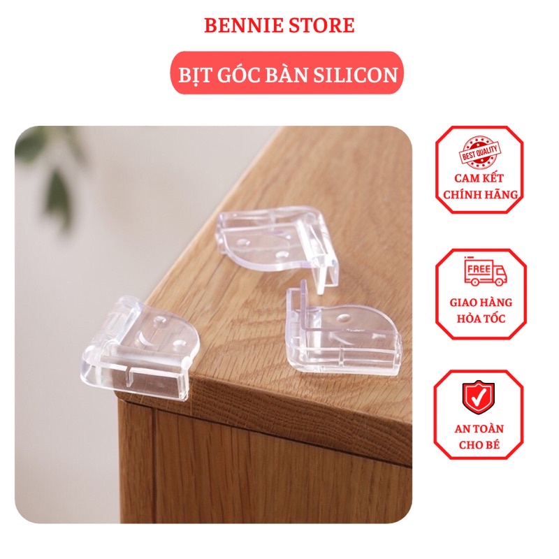 Miếng silicon bịt góc bàn, Nút bịt góc cạnh bàn bảo vệ an toàn cho bé