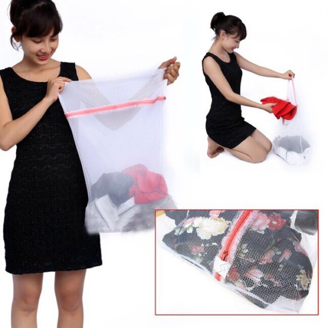 Túi lưới giặt đựng quần áo đồ lót trong máy giặt tiện dụng bảo vệ quần áo kt 50x60 cm
