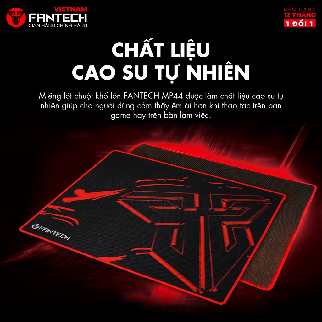 Miếng lót chuột Gaming FANTECH MP44 - Cao su tự nhiên, đế chống trượt - Hãng chính hãng - Bảo hành 12 tháng 1 đổi 1