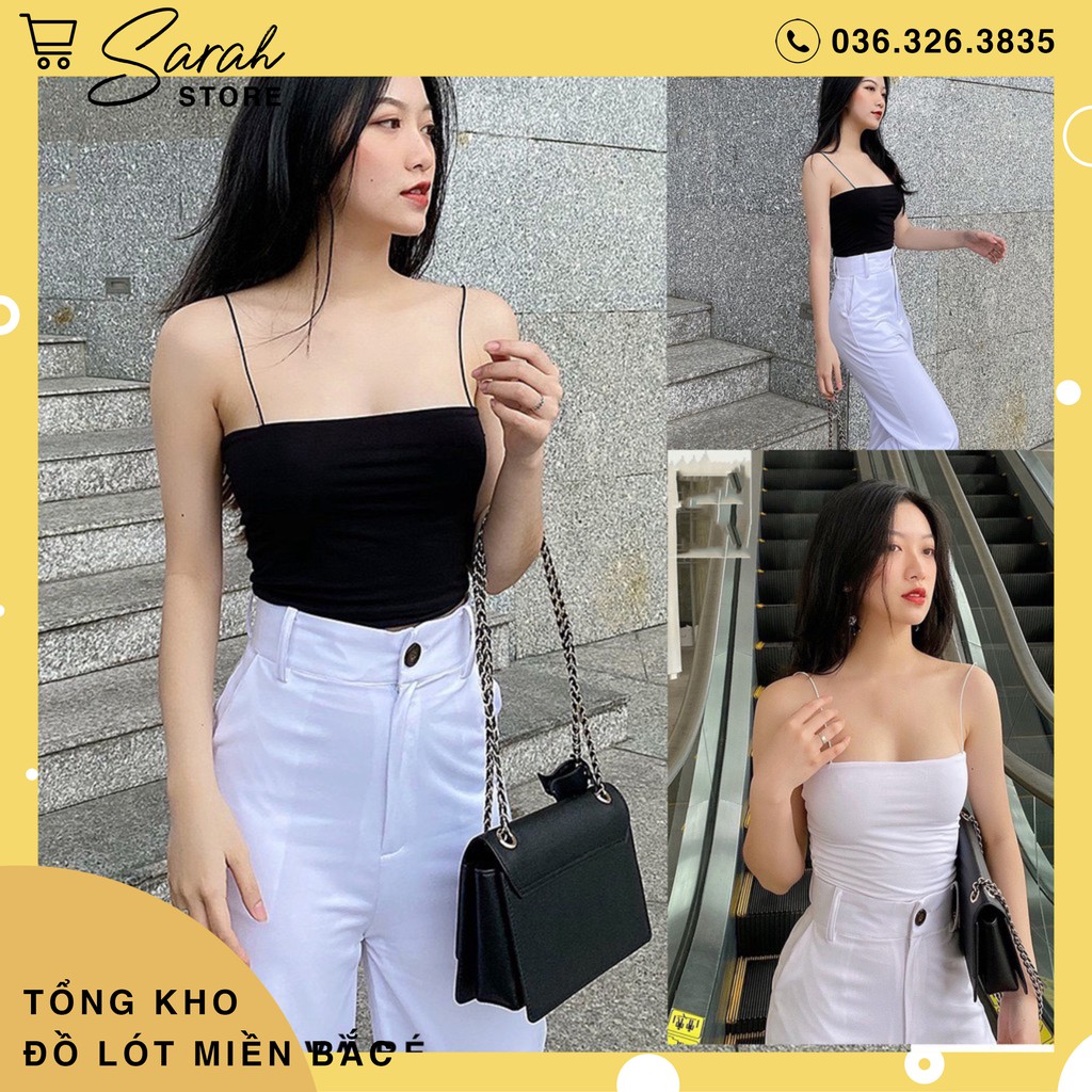 Áo 2 dây sợi bún cotton thun gân, ôm body siêu hot B01