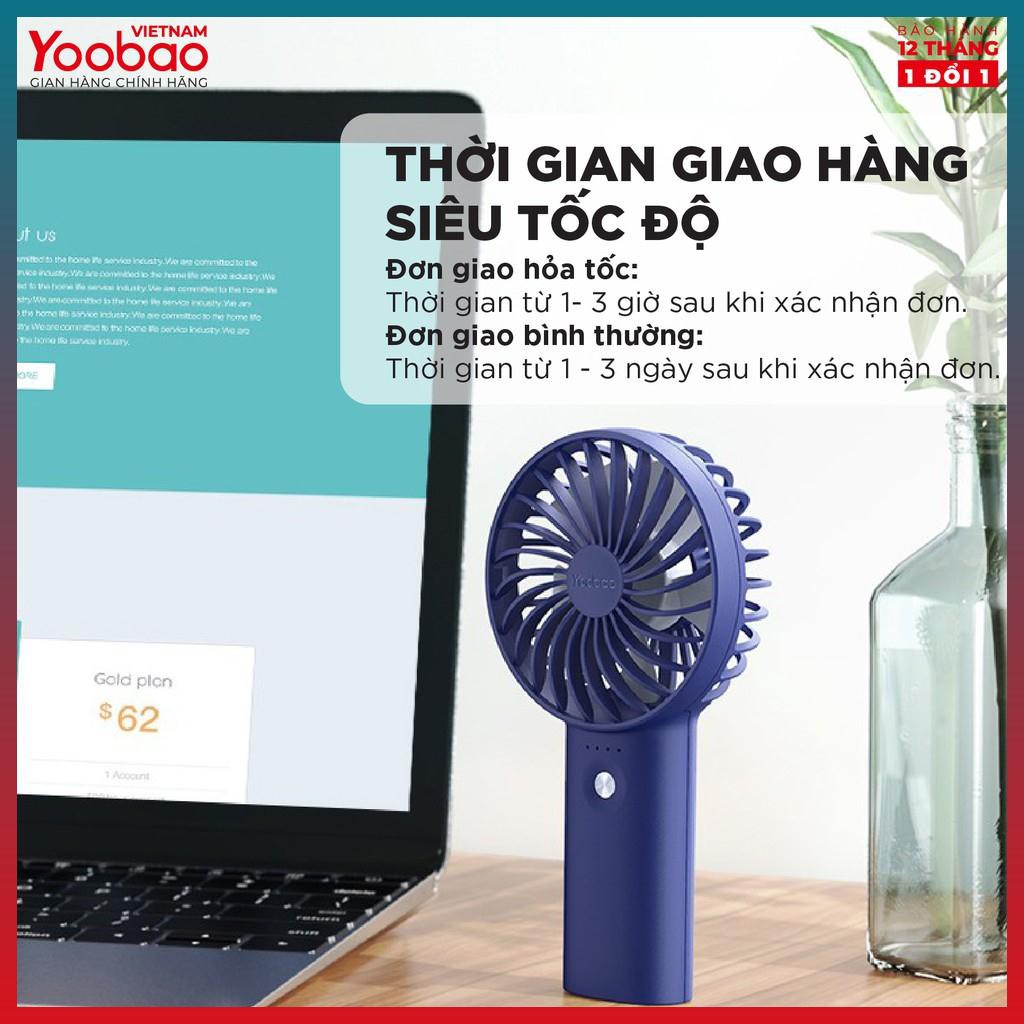 Quạt Mini - Quạt sạc mini để bàn làm việc YOOBAO F3 3 cấp độ gió, thiết kế nhỏ gọn, chống trơn trượt: Bảo hành 12 tháng