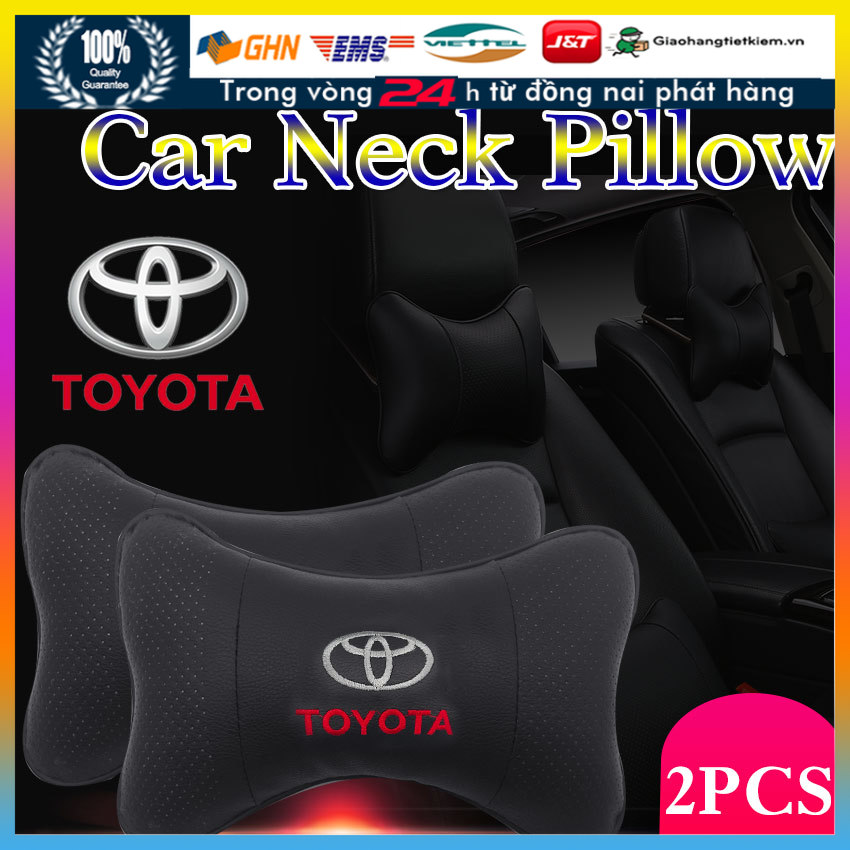 Gối tựa cổ đầu xe ô tô bằng da thương Logo hiệu Toyota Honda Ford Mitsubishi Mazda Kia