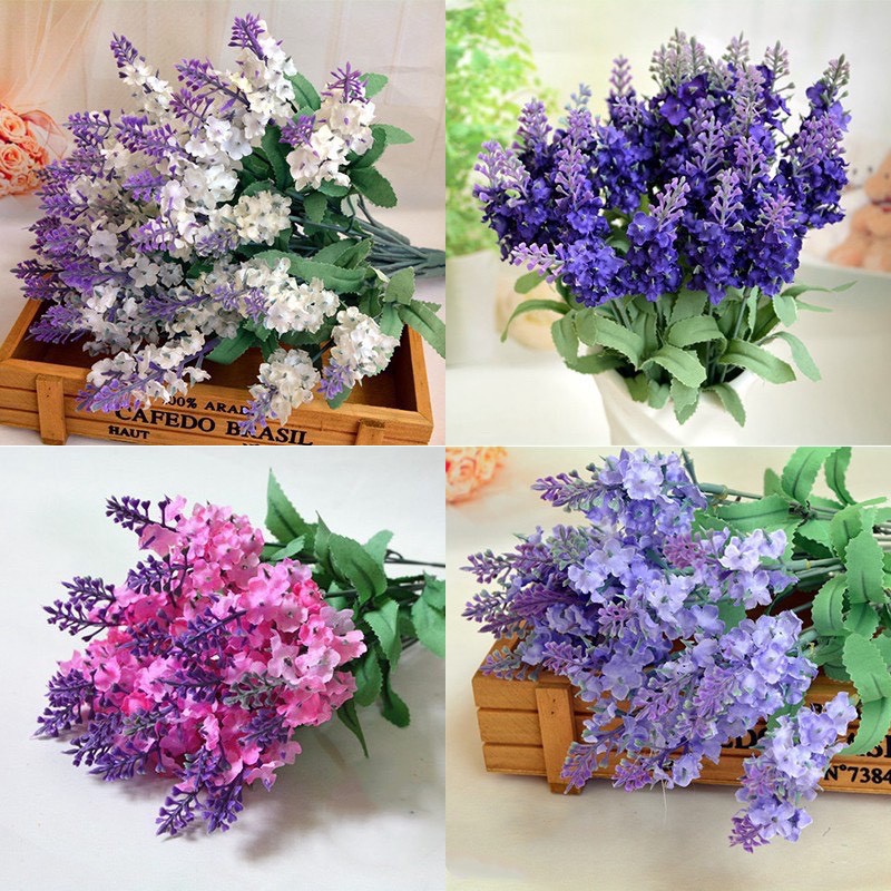 NHÁNH HOA LAVENDER 3 MÀU HOA GIẢ bằng lụa ĐẸP-decor trang trí nhà cửa, quán cafe, để bàn