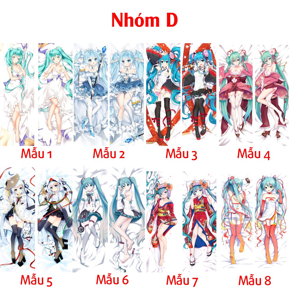 {48 mẫu Dakimakura} Vỏ Gối ôm Anime Re Zero Ram Rem + Vocaloid Miku siêu to dài 1,5m x 50cm hàng có sẵn đặt theo yêu cầu