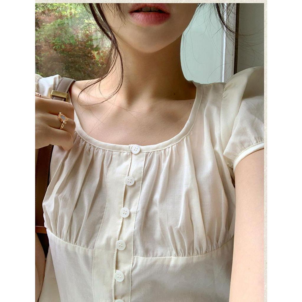 Áo Sơ Mi Ngắn Tay Cổ Tròn Trơn Màu 51488