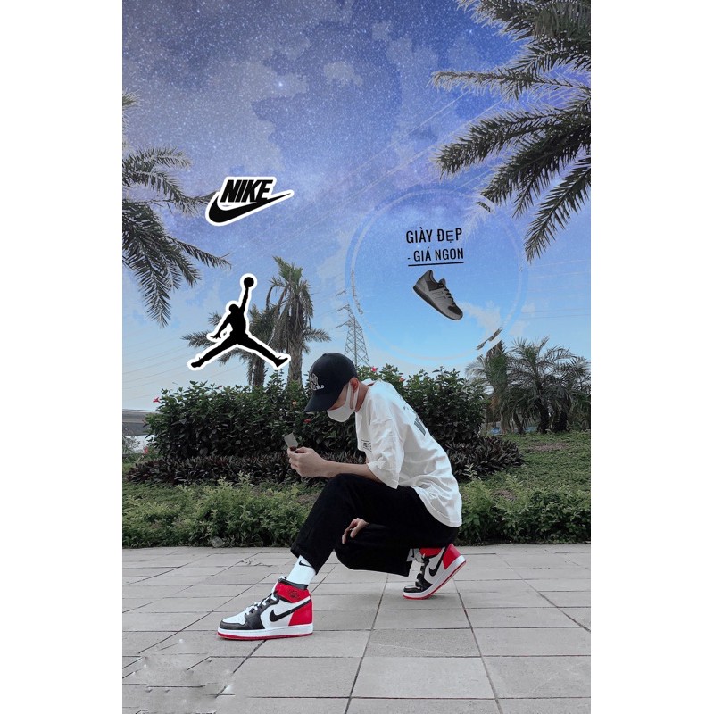 (Shop Giày Đẹp Giá Ngon) Giày jordan 1 retro high đỏ đen +full box