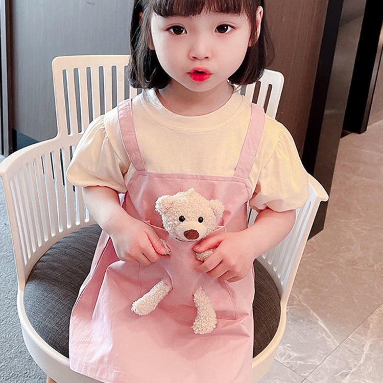 Đầm Công Chúa Mùa Hè Tay Ngắn Có Dây Đeo Mới Cho Bé Gái 1-7 Tuổi
