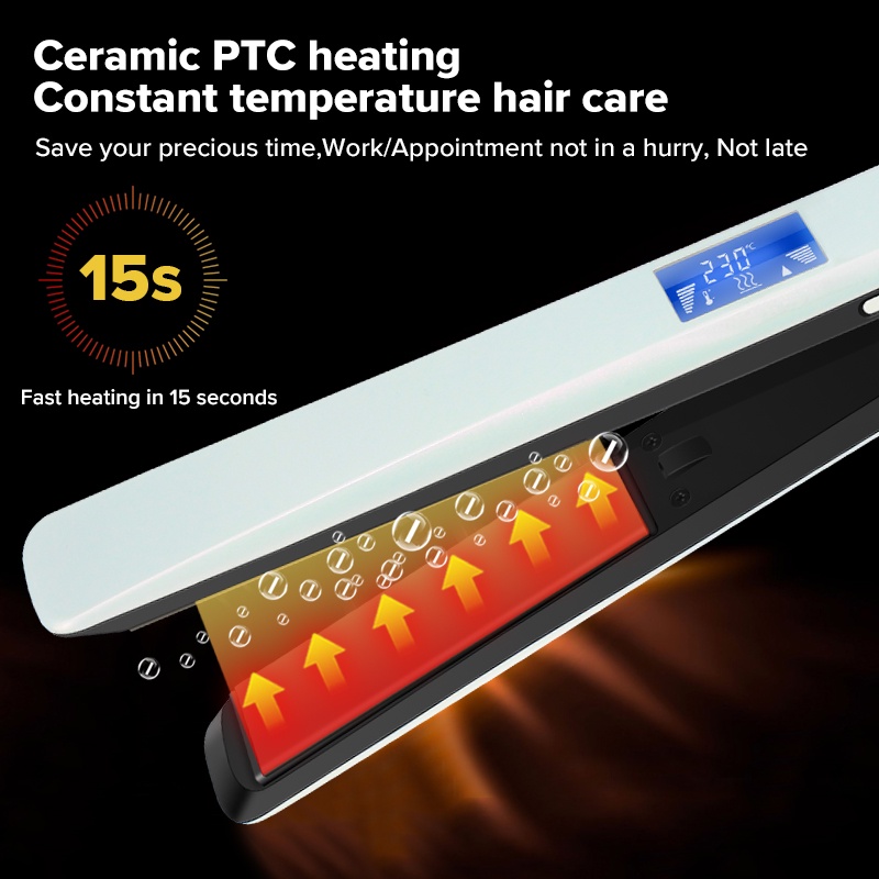 Máy Duỗi Tóc Bằng Titan Màn Hình LCD Chuyên Nghiệp